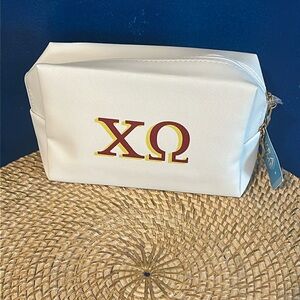 New Chi Omega Licensed Sorority Accessory Cosmetic Bag 8" x 5" X 2.75"